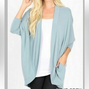 Zenana Outfitters Plus Size 2X Women's Light Green Sweater Cardigan Boutique